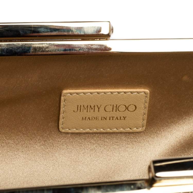 Pre Owned Jimmy Choo Silver Coarse Glitter Trinket Degrade Clutch