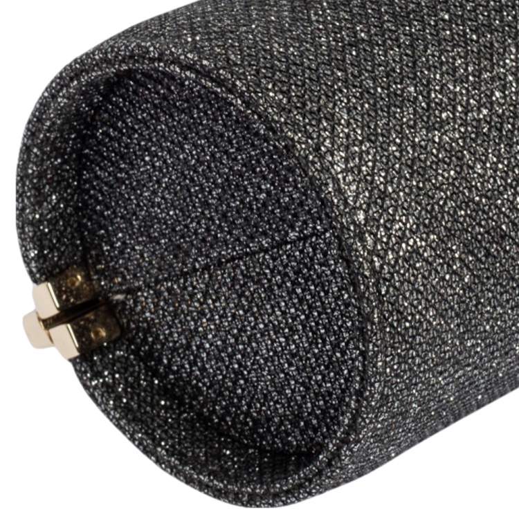 Pre Owned Jimmy Choo Silver Coarse Glitter Trinket Degrade Clutch