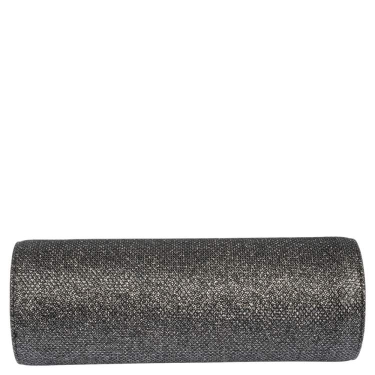 Pre Owned Jimmy Choo Silver Coarse Glitter Trinket Degrade Clutch