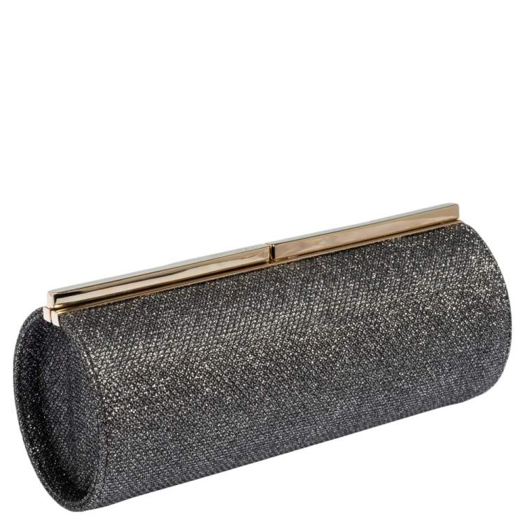 Pre Owned Jimmy Choo Silver Coarse Glitter Trinket Degrade Clutch