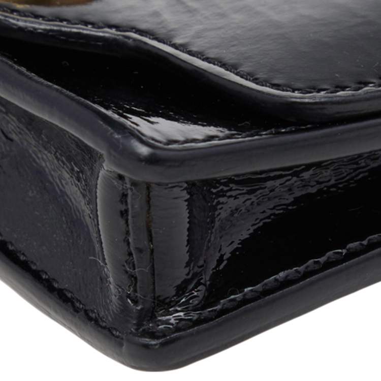 Pre Owned Jimmy Choo Black Patent Leather Flap Crossbody Bag