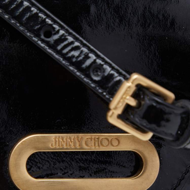 Pre Owned Jimmy Choo Black Patent Leather Flap Crossbody Bag