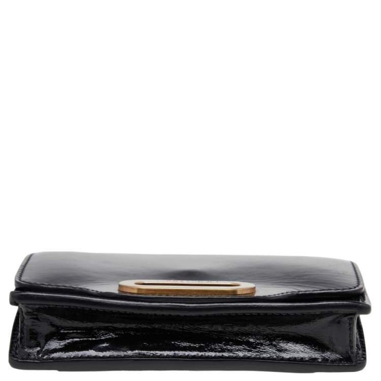 Pre Owned Jimmy Choo Black Patent Leather Flap Crossbody Bag