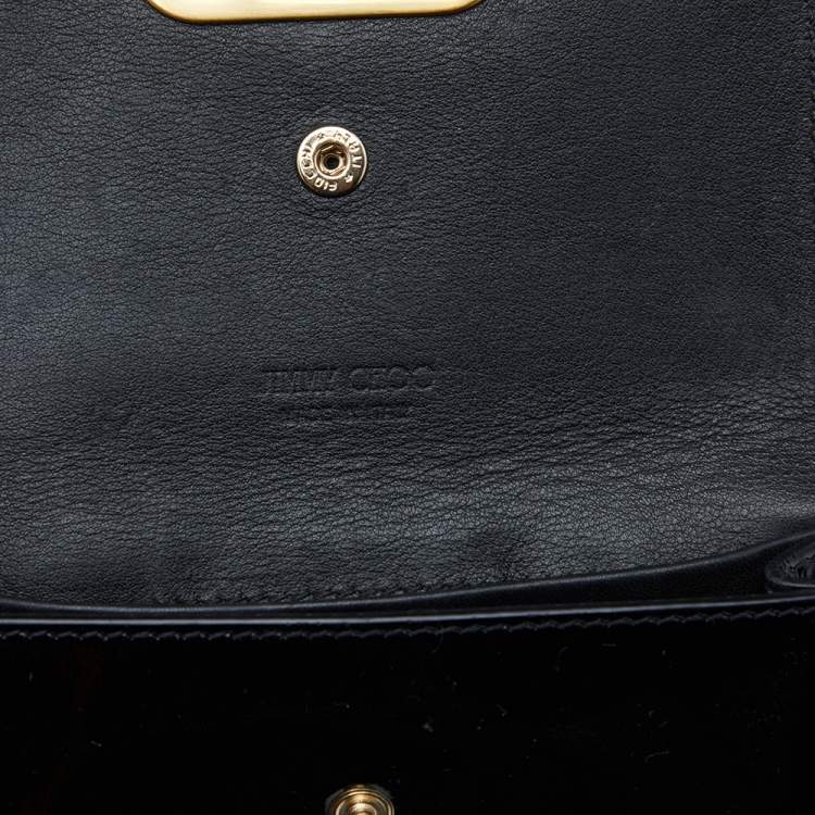 Pre Owned Jimmy Choo Black Patent Leather Flap Crossbody Bag