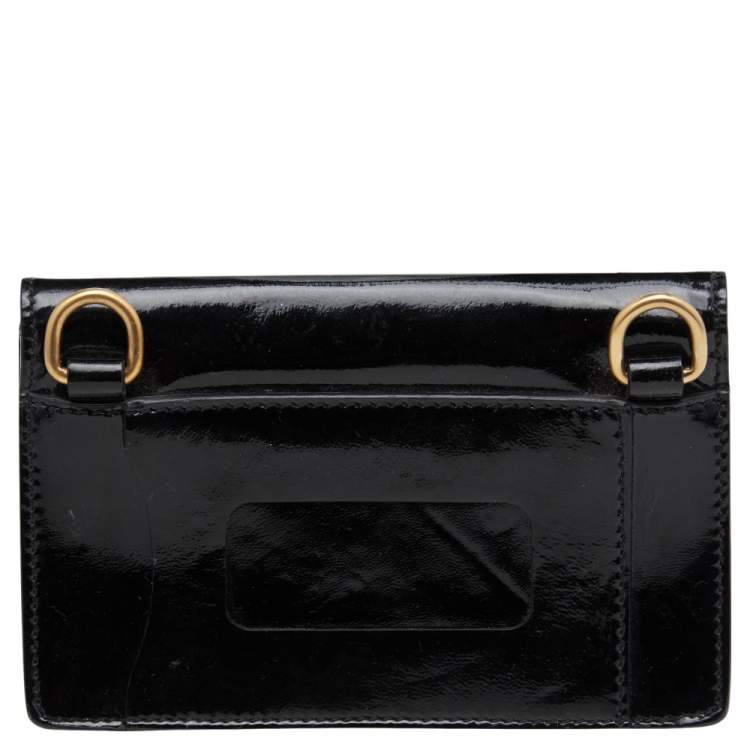 Pre Owned Jimmy Choo Black Patent Leather Flap Crossbody Bag