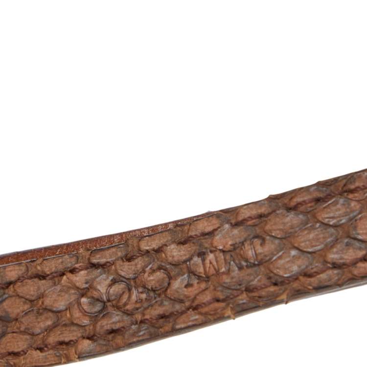 Pre Owned Jimmy Choo Brown Python Top Zip Wristlet Clutch