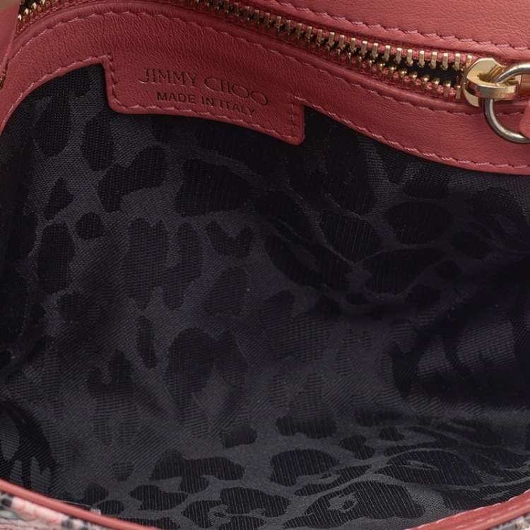 Pre Owned Jimmy Choo Pink/Black Python Leather Chain Flap Shoulder Bag