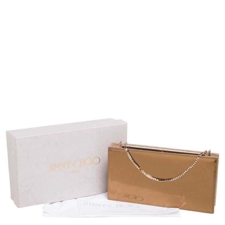 Pre Owned Jimmy Choo Metallic Gold Leather Chain Clutch