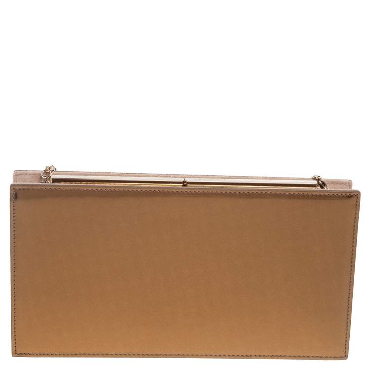 Pre Owned Jimmy Choo Metallic Gold Leather Chain Clutch