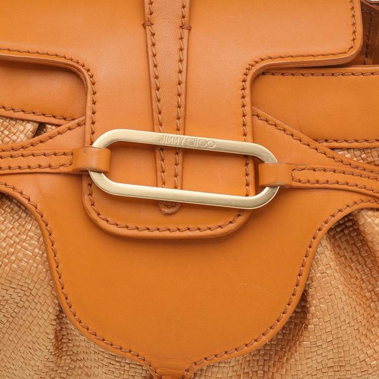 مملوكة مسبقًا Jimmy Choo Orange Raffia And Leather Small Tulita Shoulder Bag