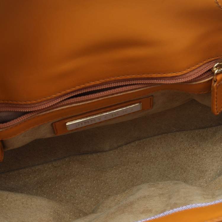 مملوكة مسبقًا Jimmy Choo Orange Raffia And Leather Small Tulita Shoulder Bag