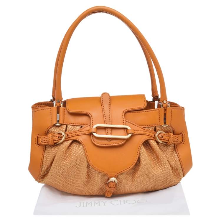 مملوكة مسبقًا Jimmy Choo Orange Raffia And Leather Small Tulita Shoulder Bag
