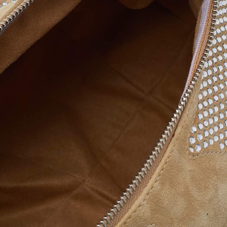 مملوكة مسبقًا Jimmy Choo Beige Suede Crystal Embellished Hobo