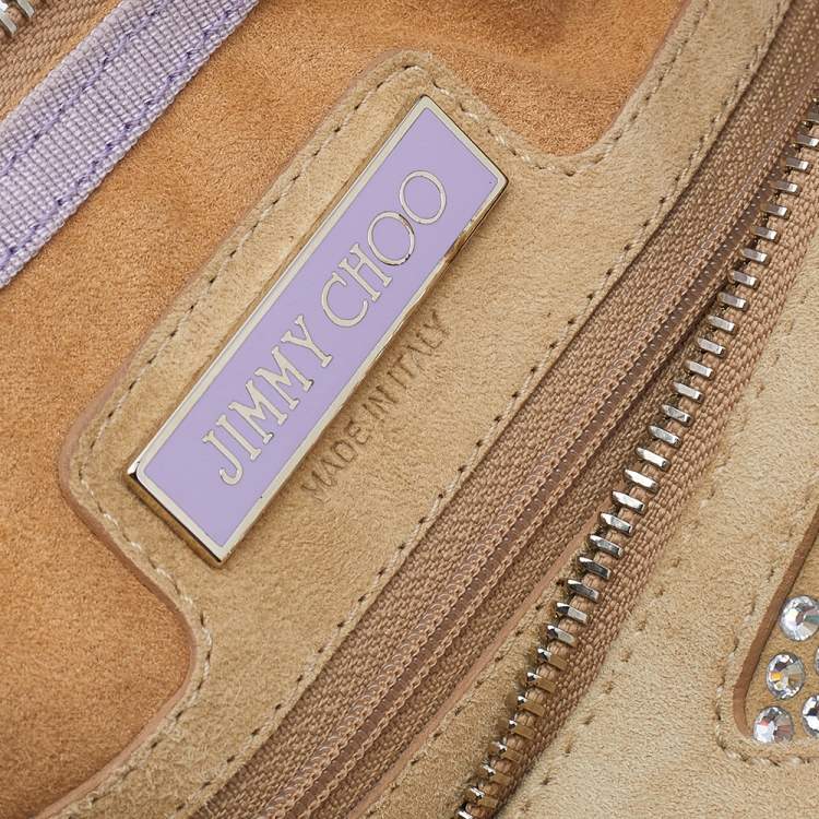 مملوكة مسبقًا Jimmy Choo Beige Suede Crystal Embellished Hobo