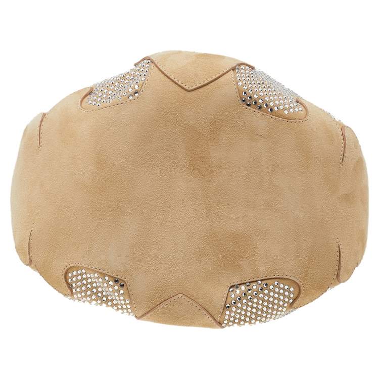 مملوكة مسبقًا Jimmy Choo Beige Suede Crystal Embellished Hobo