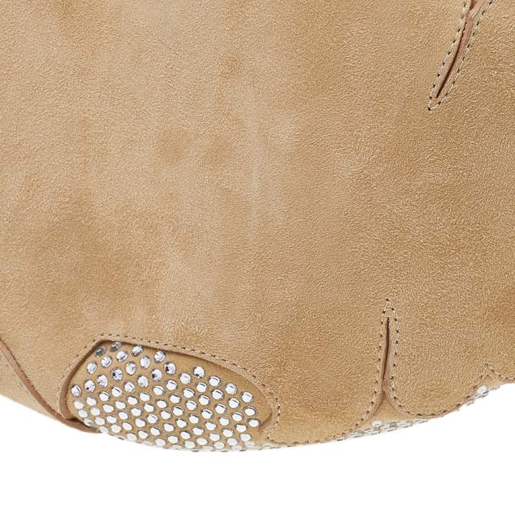 مملوكة مسبقًا Jimmy Choo Beige Suede Crystal Embellished Hobo