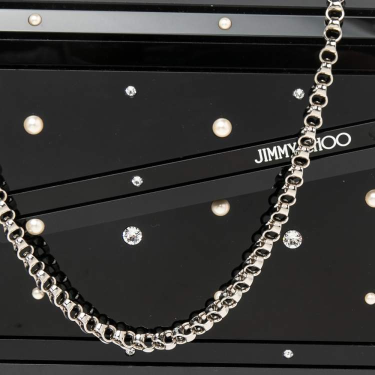 Pre Owned Jimmy Choo Black Acrylic Crystal Embellished Candy Clutch