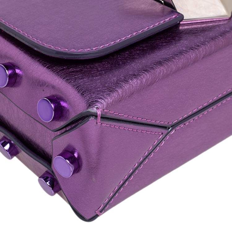 Pre Owned Jimmy Choo Metallic Purple Leather Lockett City Shoulder Bag