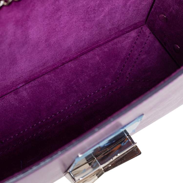 Pre Owned Jimmy Choo Metallic Purple Leather Lockett City Shoulder Bag