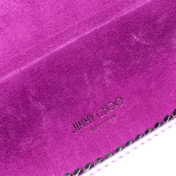 Pre Owned Jimmy Choo Metallic Purple Leather Lockett City Shoulder Bag