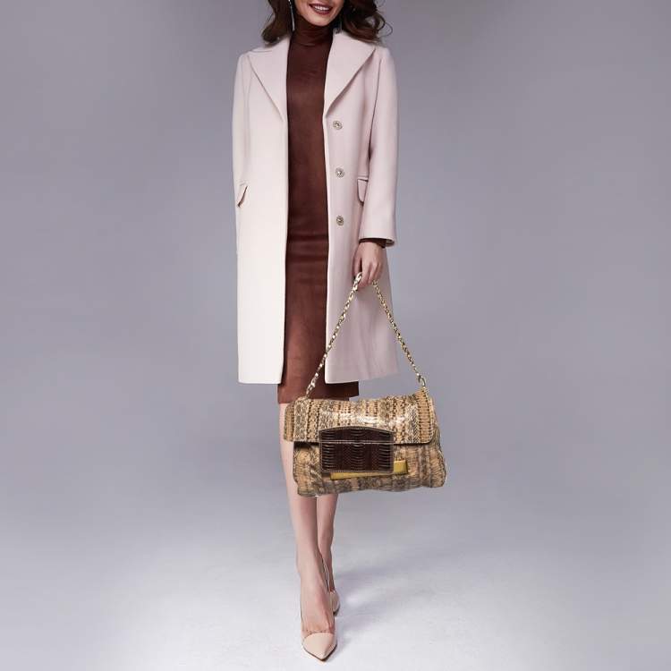 مملوكة مسبقًا Jimmy Choo Beige Python Leather Chrissie Shoulder Bag