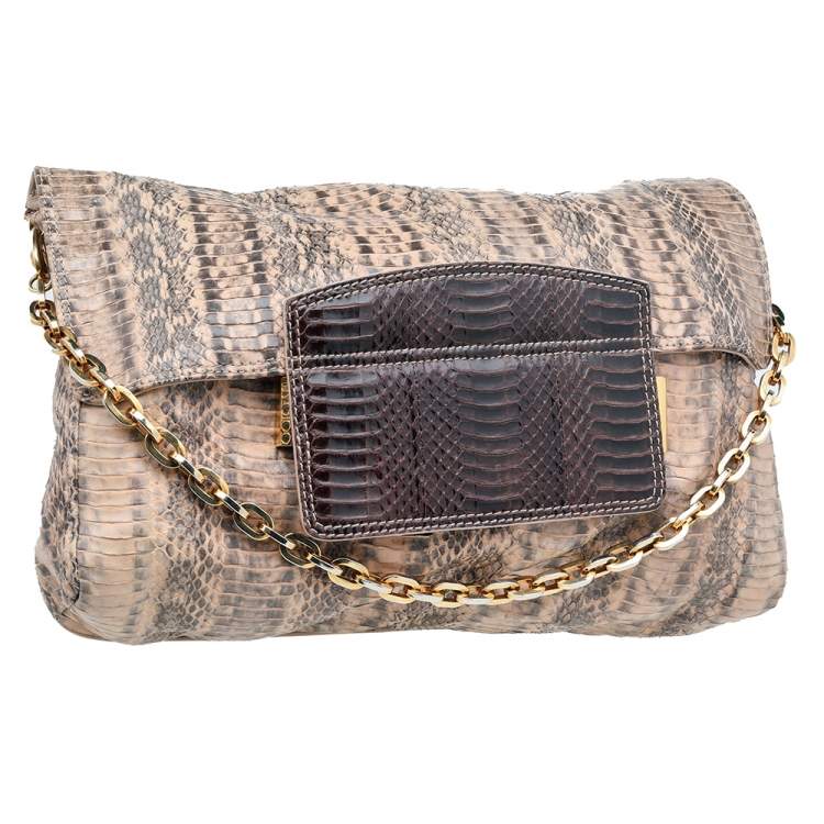 مملوكة مسبقًا Jimmy Choo Beige Python Leather Chrissie Shoulder Bag