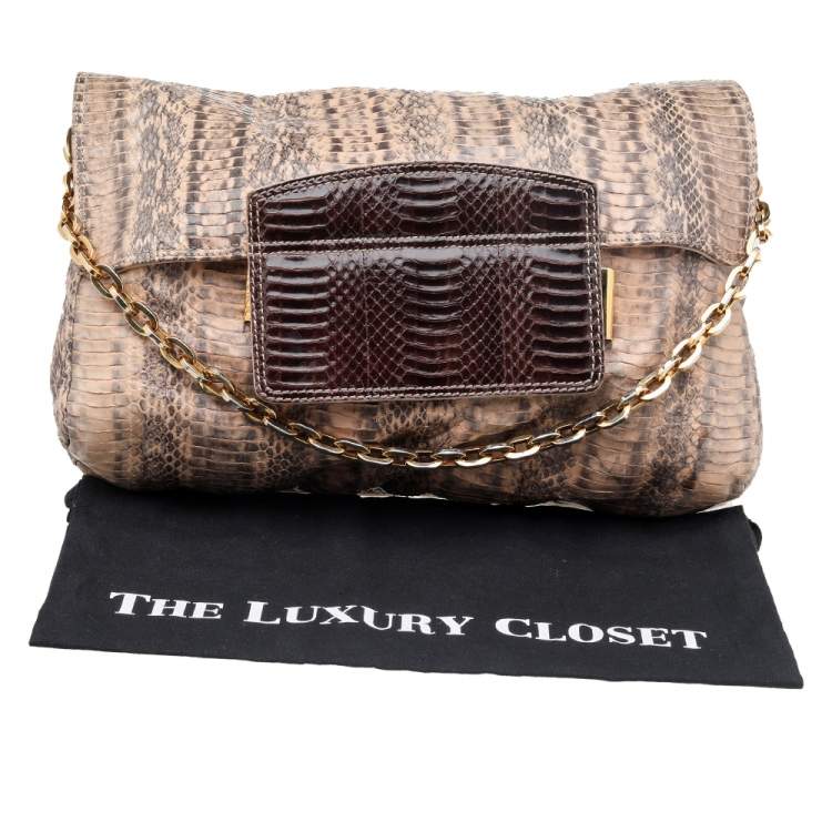 مملوكة مسبقًا Jimmy Choo Beige Python Leather Chrissie Shoulder Bag