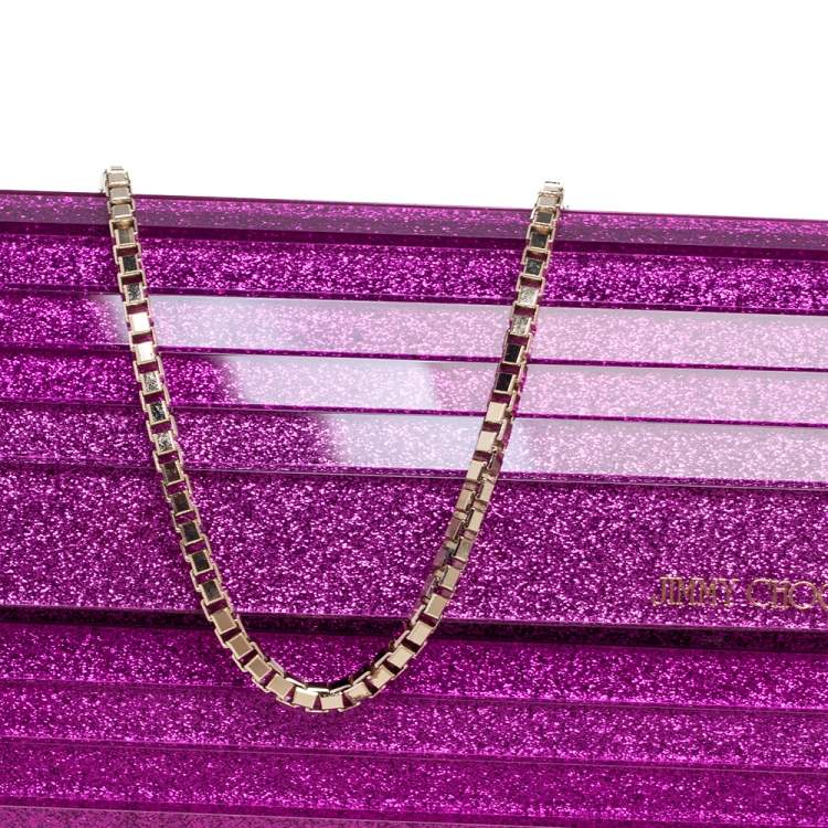 مملوكة مسبقًا Jimmy Choo Pink Glitter Acrylic Sweetie Clutch