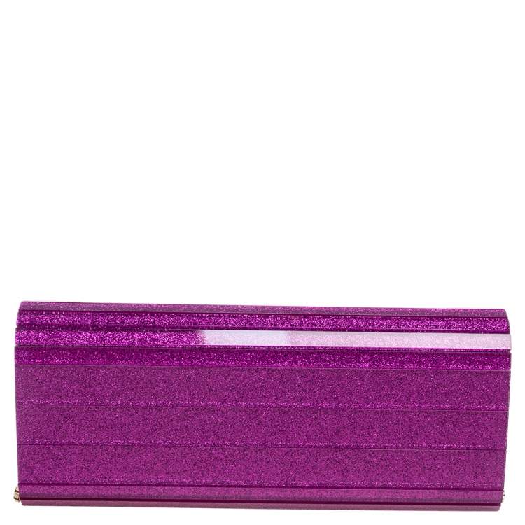 مملوكة مسبقًا Jimmy Choo Pink Glitter Acrylic Sweetie Clutch