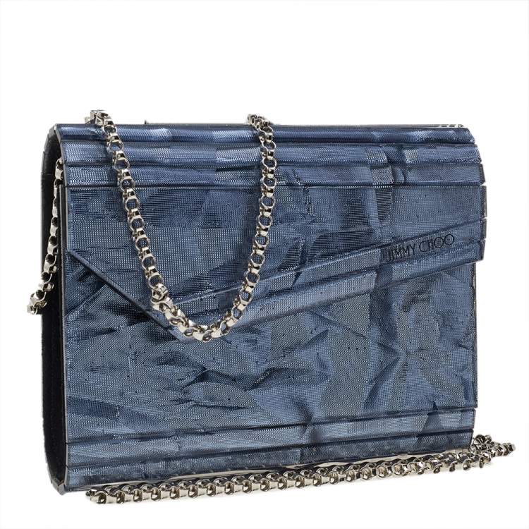 Pre Owned Jimmy Choo Grey Textured Acrylic Candy Clutch