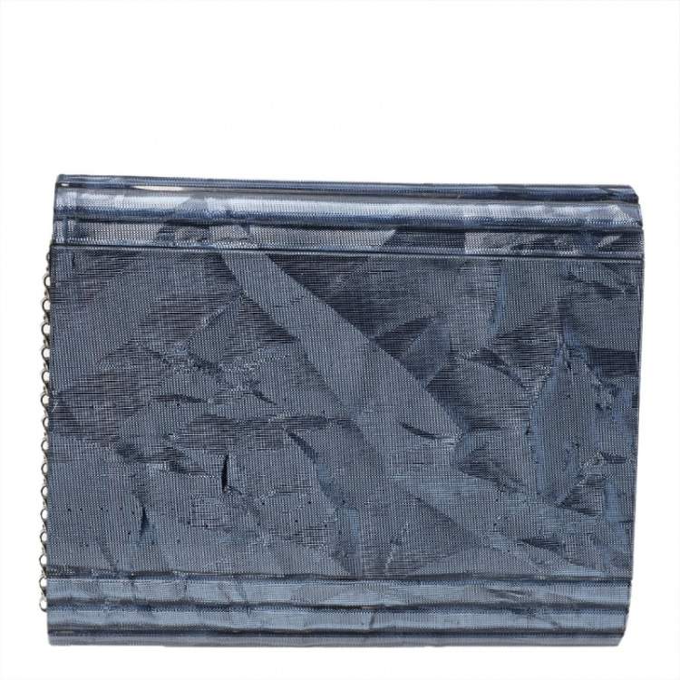 Pre Owned Jimmy Choo Grey Textured Acrylic Candy Clutch