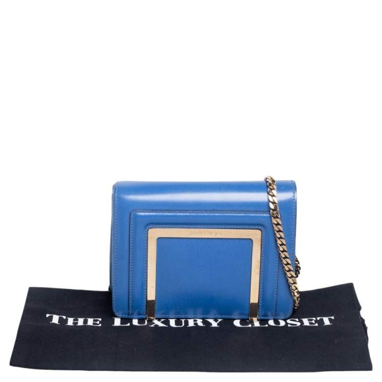 Pre Owned Jimmy Choo Blue Leather Alba Shoulder Bag