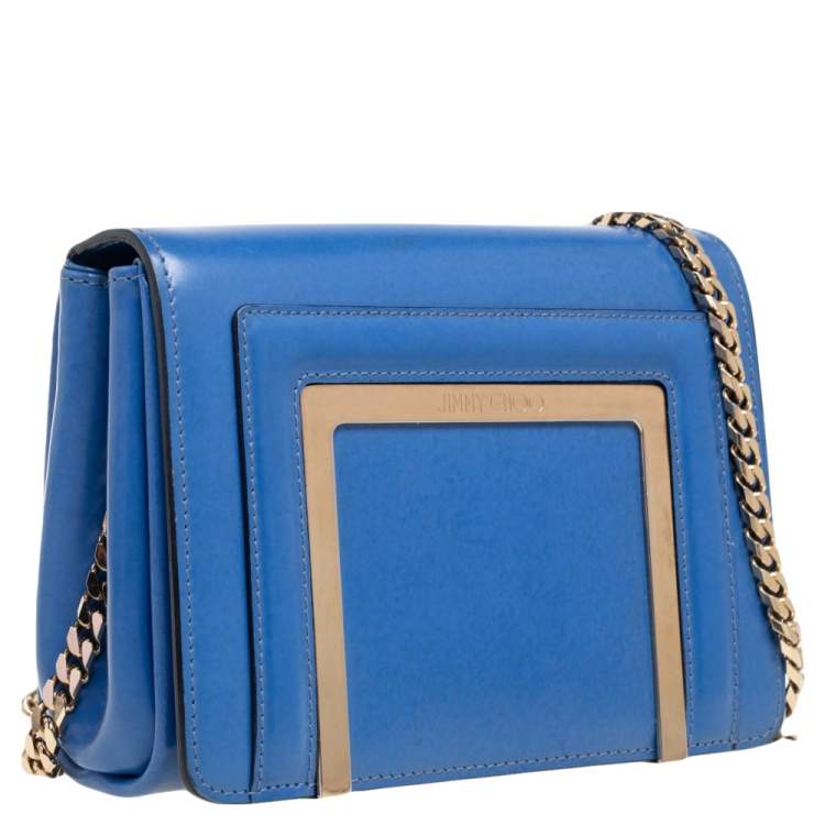 Pre Owned Jimmy Choo Blue Leather Alba Shoulder Bag