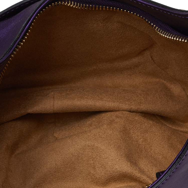 Pre Owned Jimmy Choo Metallic Purple Leather Tulita Hobo