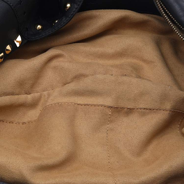 Pre Owned Jimmy Choo Black Leather Studded Shoulder Bag