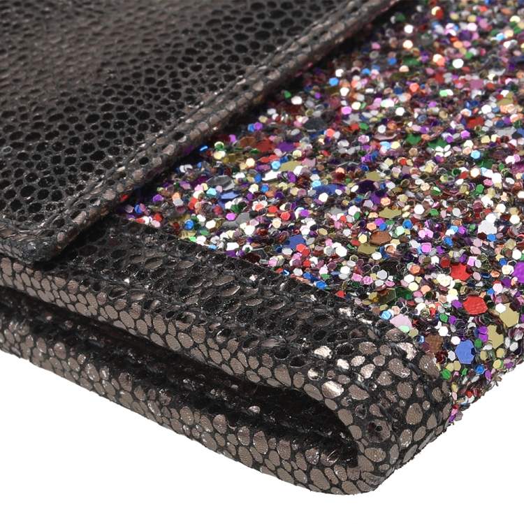 Pre Owned Jimmy Choo Metallic Grey Leather And Glitter Reese Clutch