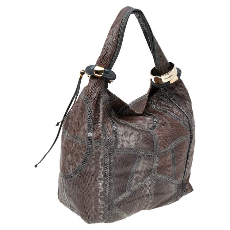 Pre Owned Jimmy Choo Brown Snakeskin Saba Hobo