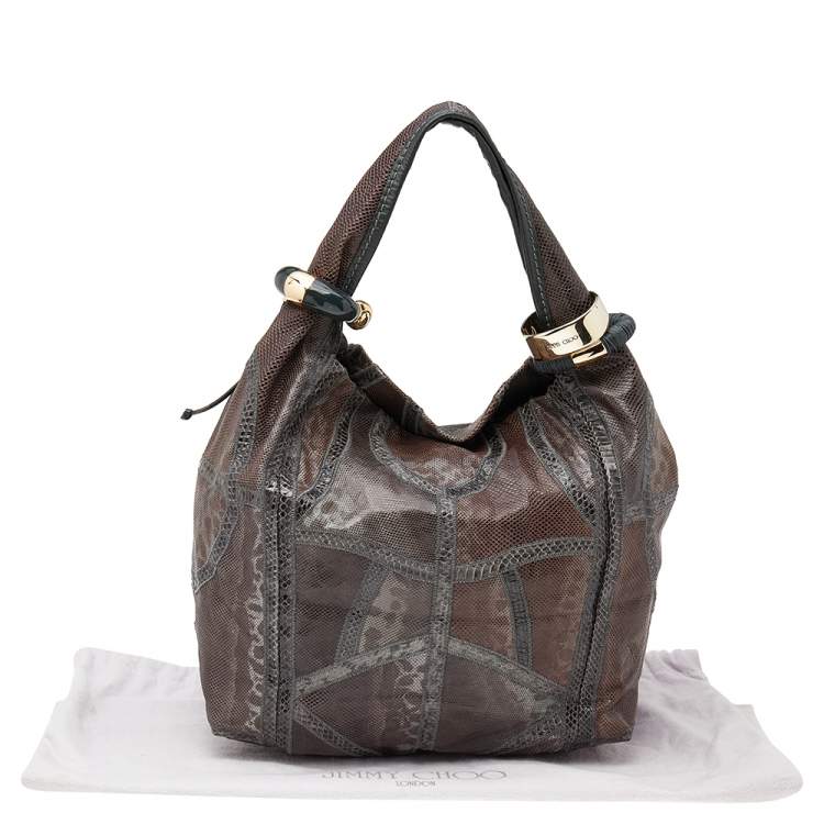 Pre Owned Jimmy Choo Brown Snakeskin Saba Hobo
