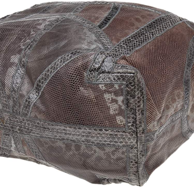 Pre Owned Jimmy Choo Brown Snakeskin Saba Hobo