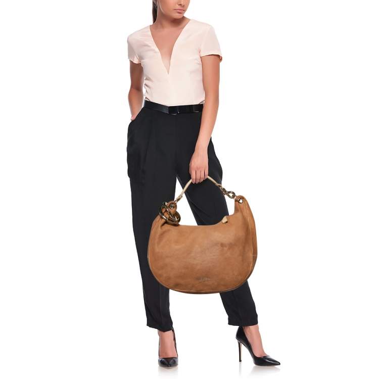 Pre Owned Jimmy Choo Beige Leather Medium Solar Hobo