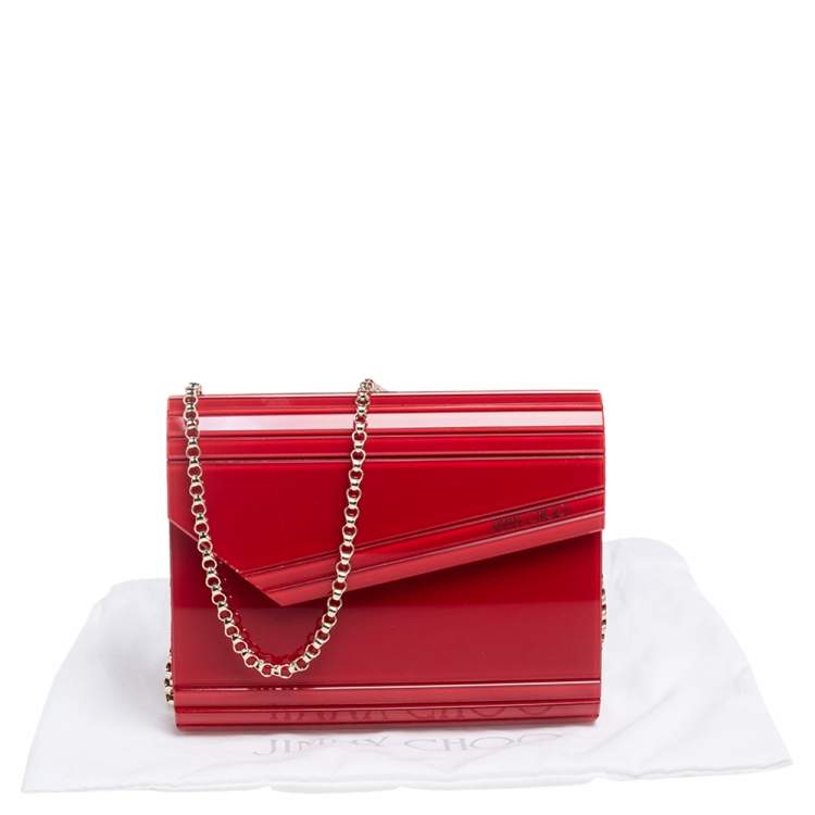 Pre Owned Jimmy Choo Red Acrylic Candy Clutch