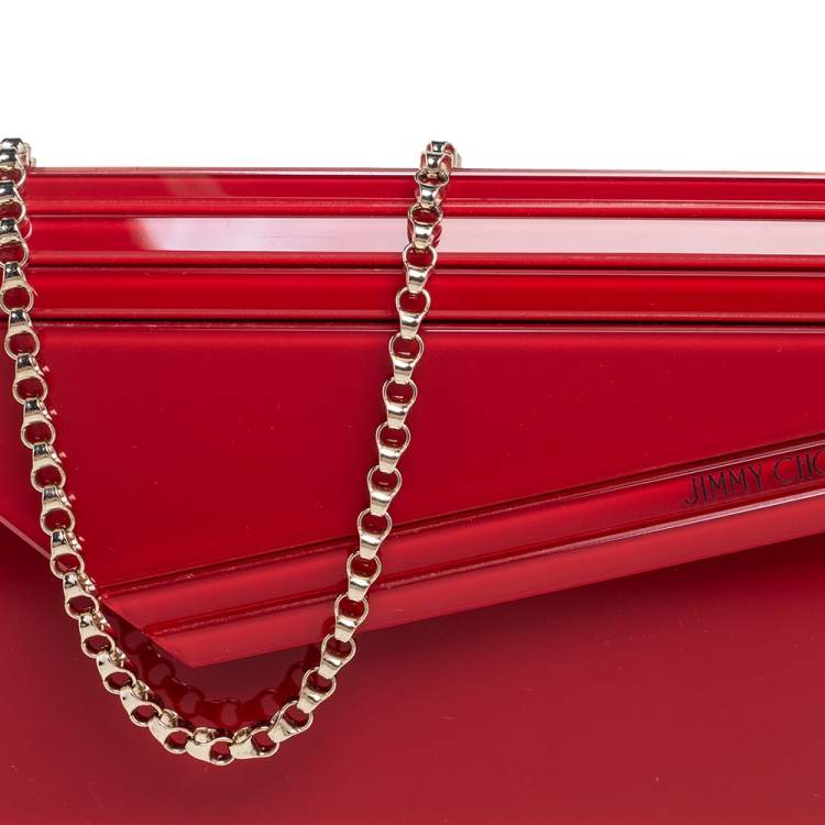 Pre Owned Jimmy Choo Red Acrylic Candy Clutch