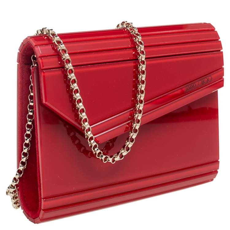 Pre Owned Jimmy Choo Red Acrylic Candy Clutch