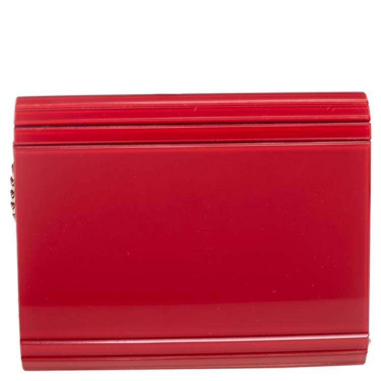 Pre Owned Jimmy Choo Red Acrylic Candy Clutch