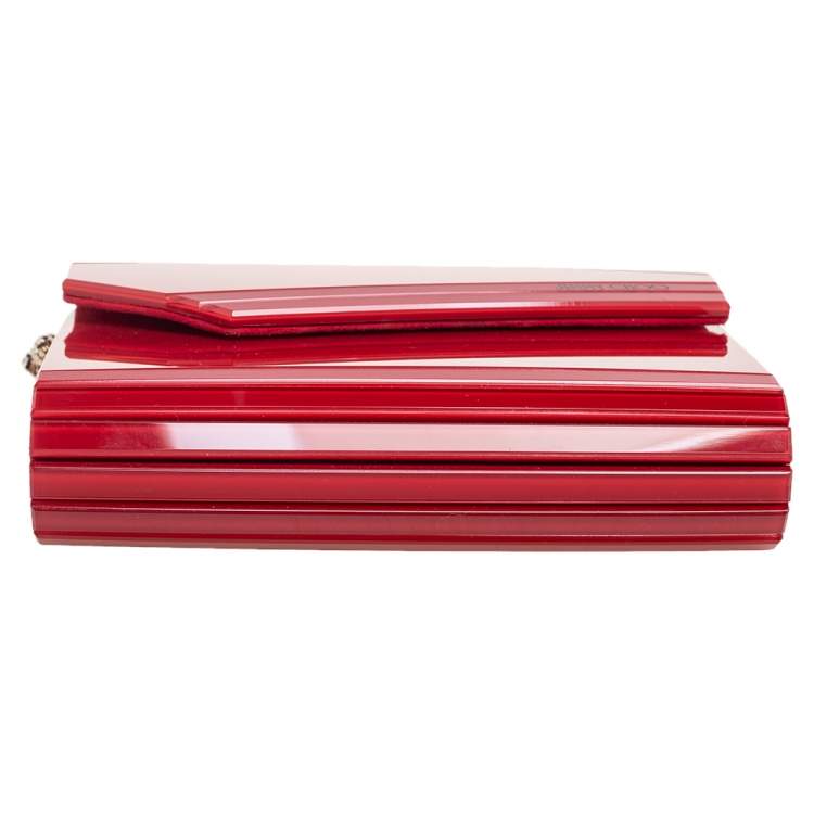 Pre Owned Jimmy Choo Red Acrylic Candy Clutch