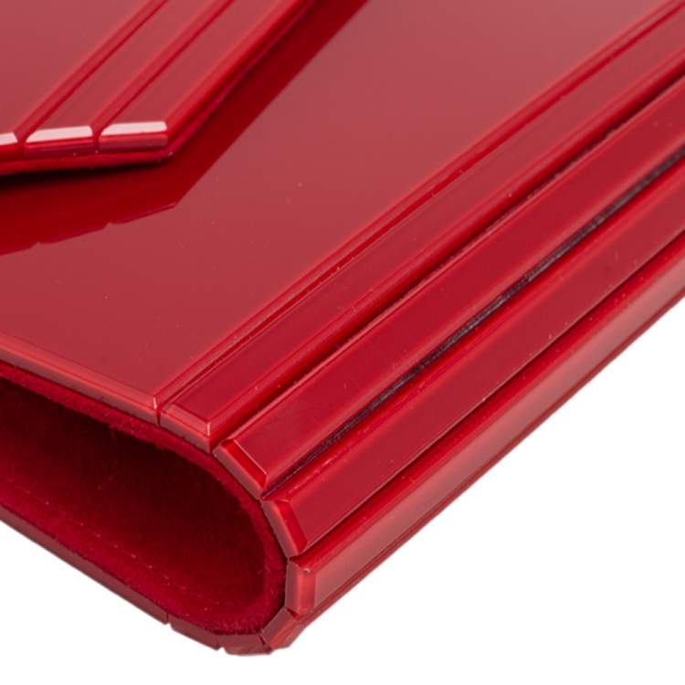 Pre Owned Jimmy Choo Red Acrylic Candy Clutch