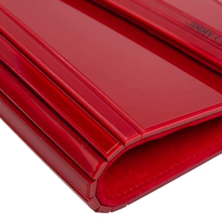 Pre Owned Jimmy Choo Red Acrylic Candy Clutch