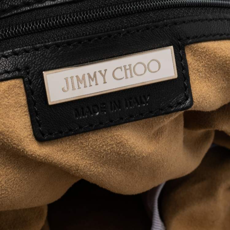 Pre Owned Jimmy Choo Black Soft Leather Studded Tote