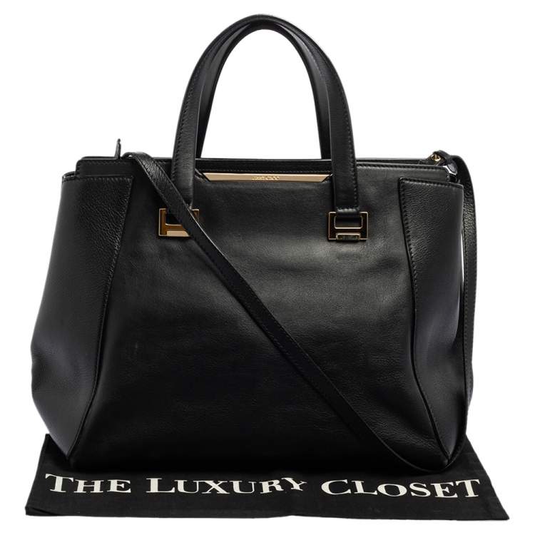 Pre Owned Jimmy Choo Black Leather Large Alfie Tote