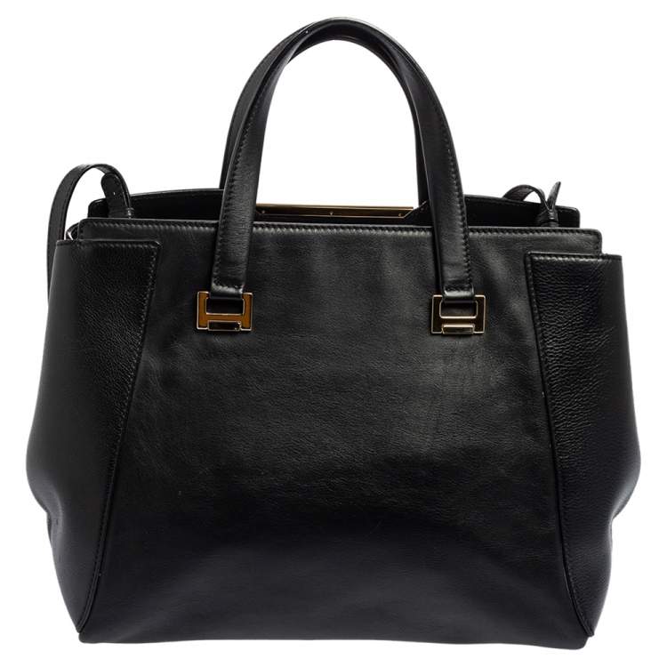 Pre Owned Jimmy Choo Black Leather Large Alfie Tote